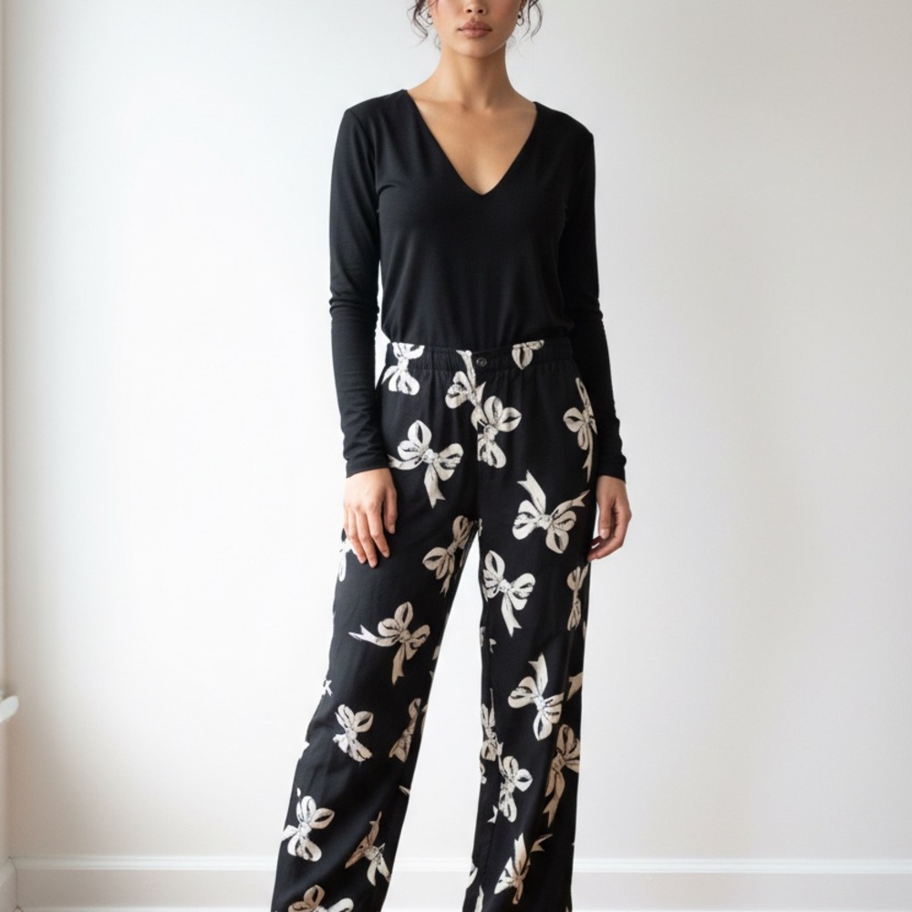 Coach 1941 Bow Print Wide-Leg Trousers